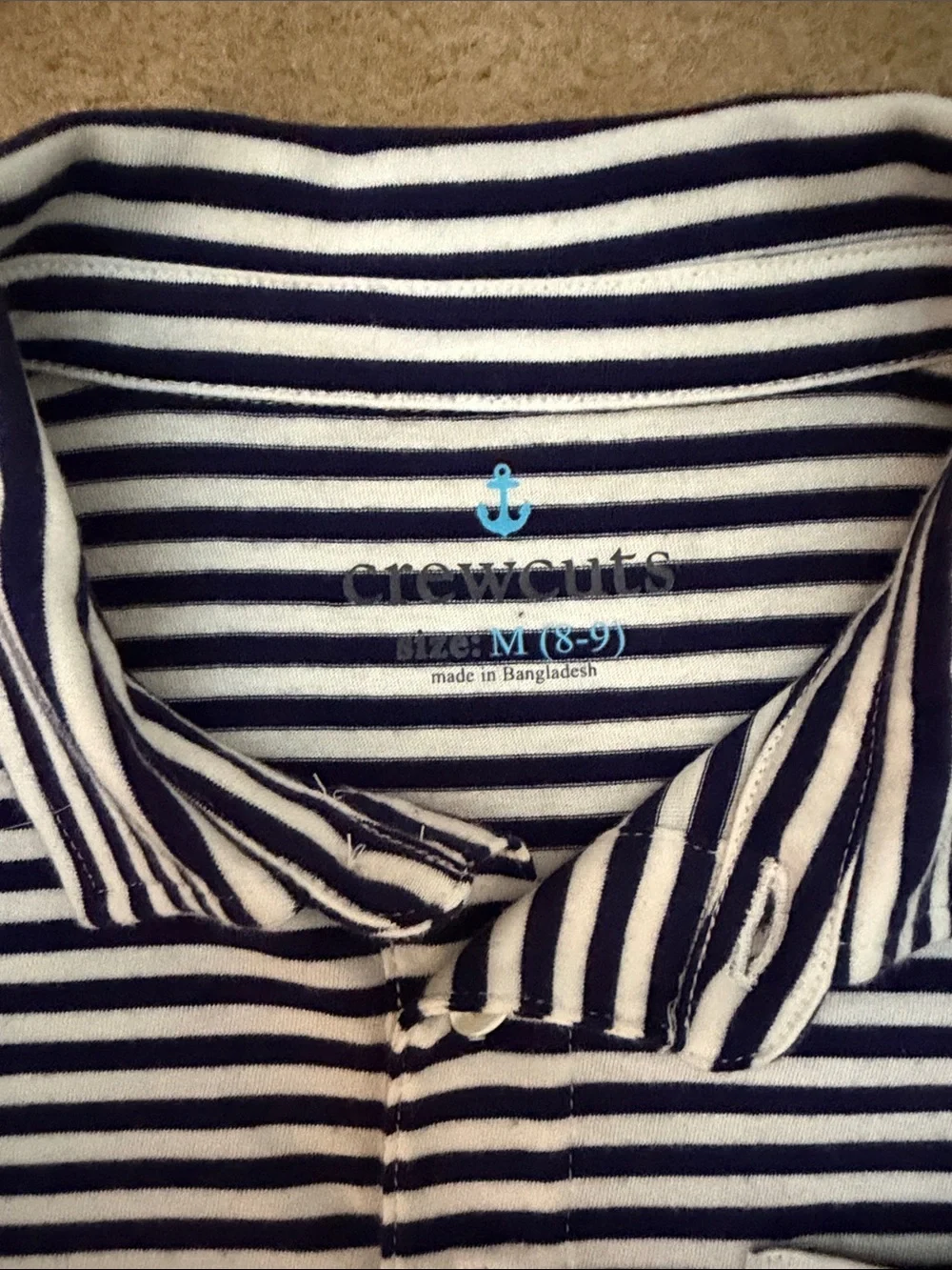 Crewcuts Navy and White Striped Polo